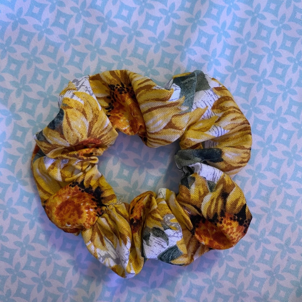 Handmade harvest sunflower scrunchie